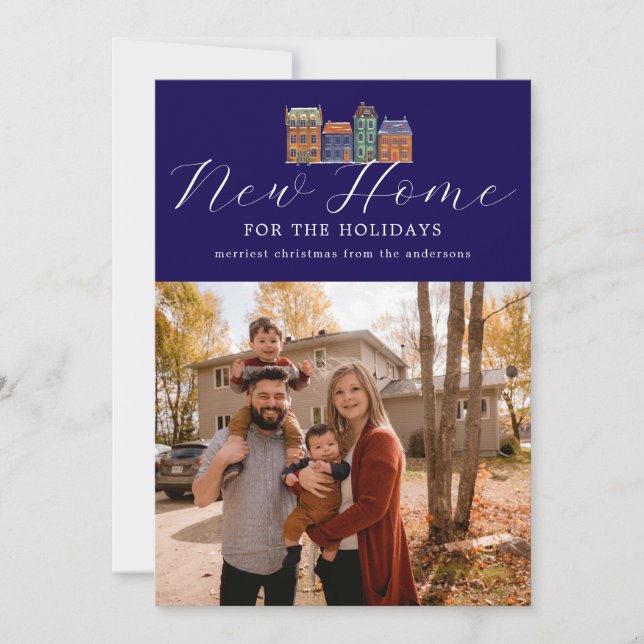 Nytt hemfotokort med Teckning i Byggnad Julkort (Framsida)