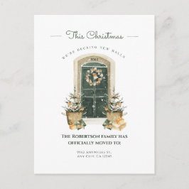 Nytt hemmeddelande om elegantens Grönt Dörr-vinter Helg Vykort