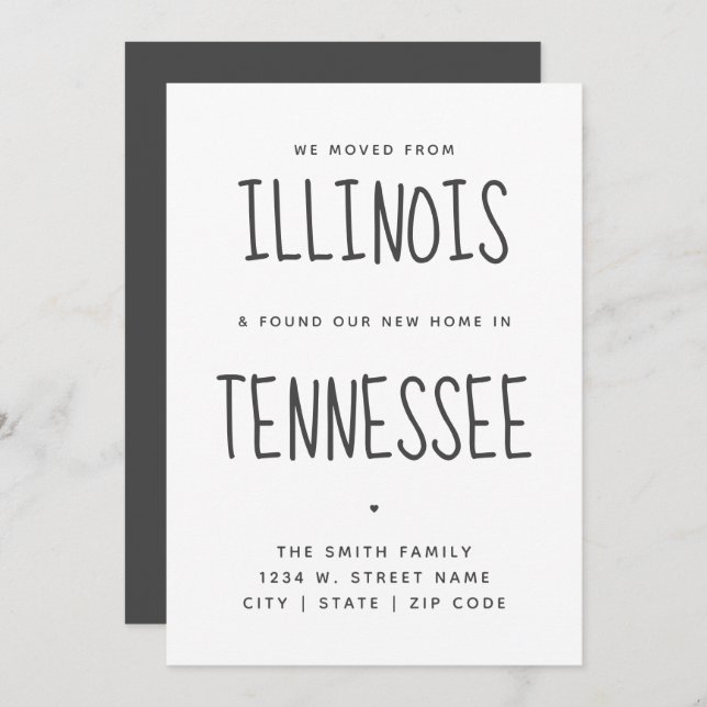 Nytt hemtillstånd för enkel modern Vi har flyttat Meddelande (Fram/baksida)