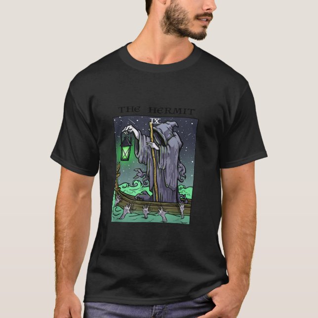 Nytt Hermit Tarot Card Grim Reaper Gothic Design L T Shirt (Framsida)