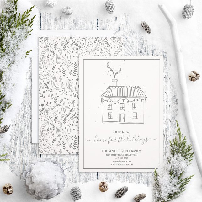 Nytt hus för Helgdagarna Byte av Adress Julkort (Skapare uppladdad)