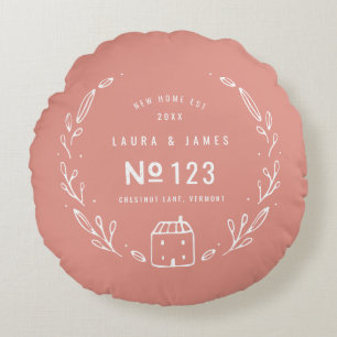 Nytt hus handritad blomsterdesign rund kudde