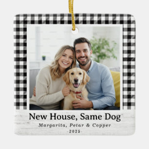 Nytt hus, samma Hund - Buffalo Check Square Photo Julgransprydnad Keramik