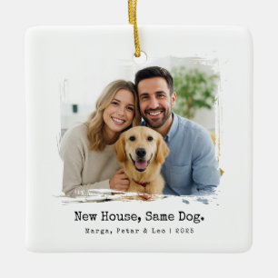 Nytt hus, samma Hund, skrivmaskin minimalt Julgransprydnad Keramik