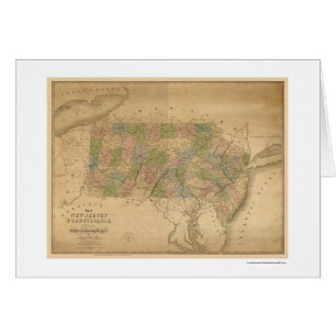 Nytt - jersey- & Pennsylvania järnvägkarta 1839 Hälsningskort