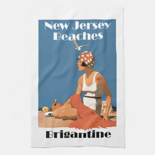 Nytt - jerseyen sätter på land ~Brigantine Kökshandduk