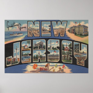 Nytt JerseyLarge brev ScenesNew Jersey Poster