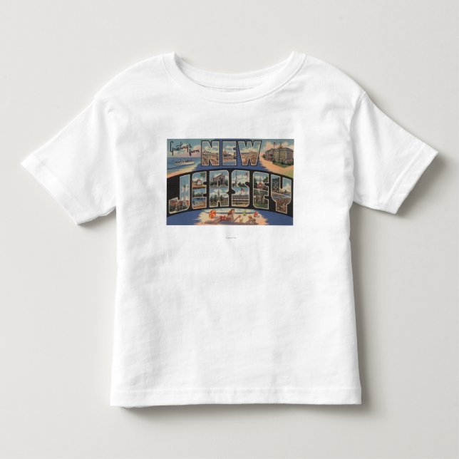 Nytt JerseyLarge brev ScenesNew Jersey Tee Shirt (Framsida)