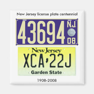 Nytt - jerseyregistreringsskylthundraårsjubileum magnet