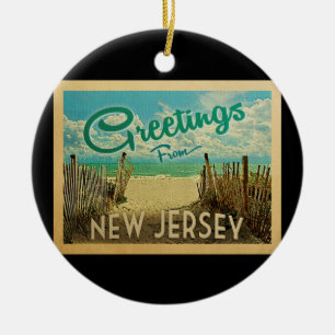 Nytt - jerseystrandvintage resor julgransprydnad keramik