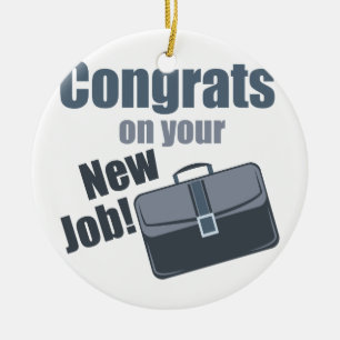Nytt jobb julgransprydnad keramik