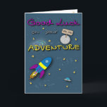 Nytt jobb - lycka till på ditt nya äventyr kort<br><div class="desc">Att få ett nytt jobb är stor överenskommelse och kan känselförnimmelsenågot liknande början av ett nytt stort äventyr.
Ge detta kort till någon som tar resan på ett bildligt utrymmeraket in mot ny och gå ut hopefully framtid på ett nytt jobb.</div>