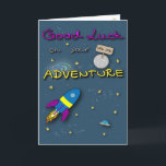 Nytt jobb - lycka till på ditt nya äventyr kort<br><div class="desc">Att få ett nytt jobb är stor överenskommelse och kan känselförnimmelsenågot liknande början av ett nytt stort äventyr.
Ge detta kort till någon som tar resan på ett bildligt utrymmeraket in mot ny och gå ut hopefully framtid på ett nytt jobb.</div>