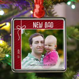 Nytt julfoto för pappa och Baby Julgransprydnad Metall