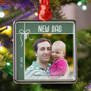 Nytt julfoto för pappa och Baby Julgransprydnad Metall