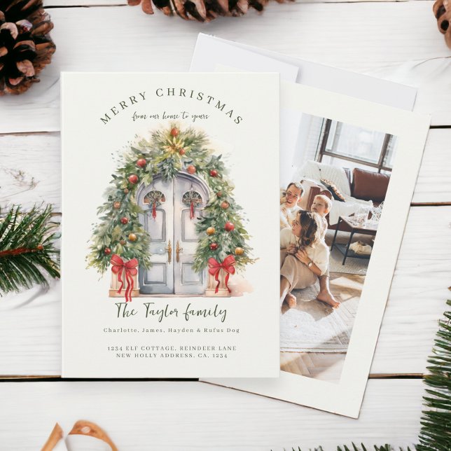 Nytt julkort i hemmet för nya Helgdag (Decking New Halls New Home Christmas Holiday Cards from Ricaso)