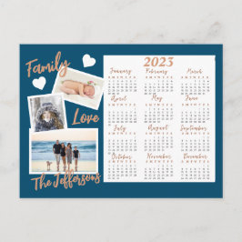 Nytt kalenderfoto för Modern Blue & Guld Vykort