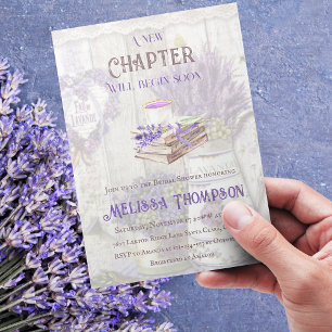 Nytt kapitel Begin Lavender Tea Party Möhippa Inbjudningar