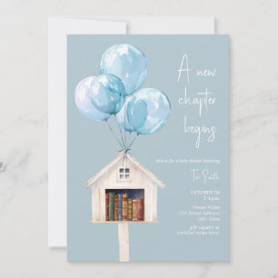 Nytt kapitel bibliotek ballonger bok bebis shower inbjudningar