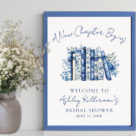 Nytt kapitel Blommig bok Bröllopsdusch Välkomstsky Poster