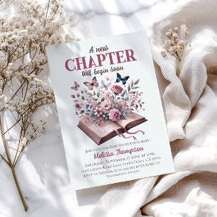 Nytt kapitel-Blommigt Storybook Baby Shower Inbjudningar