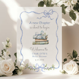 Nytt kapitel Blue bow babydusch Välkommen Poster