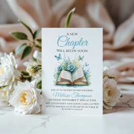Nytt kapitel Blue Boy Brunch Bok Baby Shower Inbjudningar