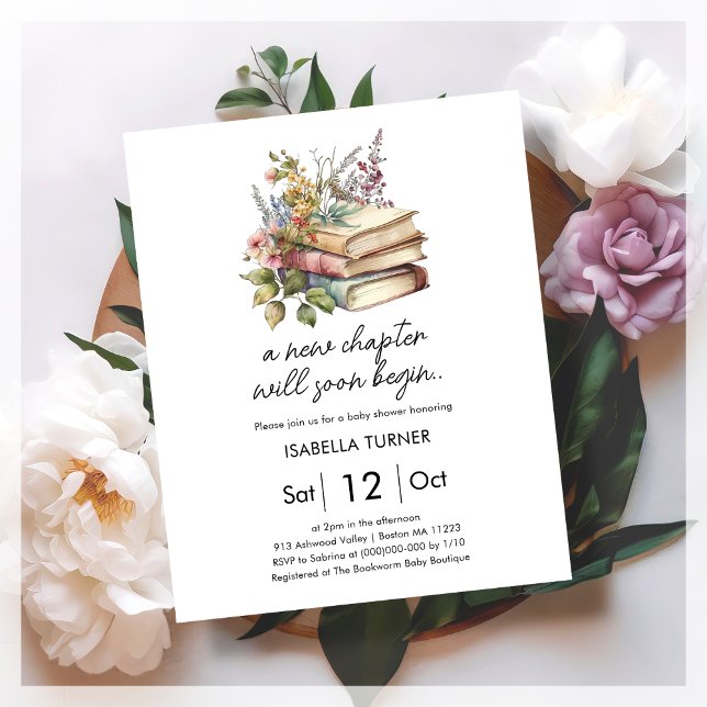 Nytt kapitel | Bok Babyshower Budget Inbjudan (Skapare uppladdad)