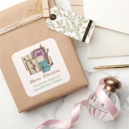 Nytt kapitel börjar Blommig Nya Början Fyrkantigt Klistermärke