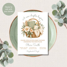 Nytt kapitel börjar böcker baby shower inbjudan