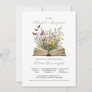 Nytt kapitel börjar Bok Wildblomme Baby Shower Inbjudningar
