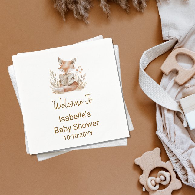 Nytt kapitel börjar Fox Storybook Baby Shower Pappersservett (Skapare uppladdad)