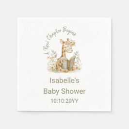 Nytt kapitel börjar Giraffe Storybook Baby Shower Pappersservett