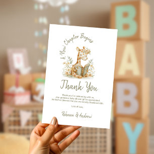 Nytt kapitel börjar Giraffe Storybook Baby Shower Tack Kort