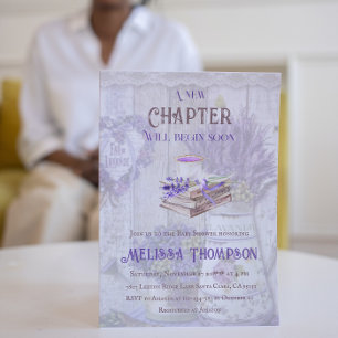 Nytt kapitel börjar Lavender Bouquet Baby Shower Inbjudningar