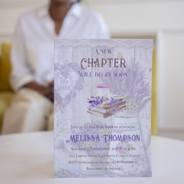 Nytt kapitel börjar Lavender Bouquet Baby Shower Inbjudningar (Skapare uppladdad)
