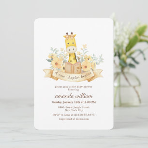 Nytt kapitel börjar Safari Giraff Baby Shower Inbjudningar