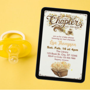 Nytt kapitel börjar snart, Golden Book Baby Shower Inbjudningar