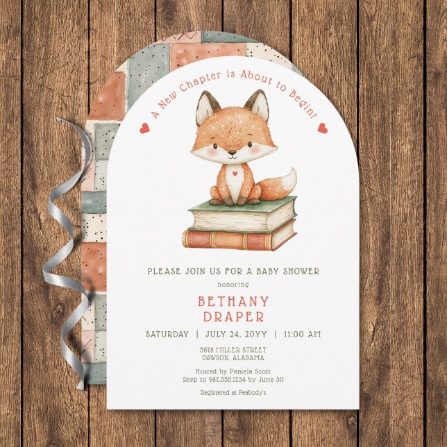 Nytt kapitel börjar Storybook Arch Baby Shower Inbjudningar (New Chapter Begins Storybook Arch Baby Shower Invitation)