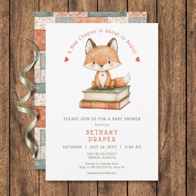 Nytt kapitel börjar Storybook Baby Shower Inbjudningar (New Chapter Begins Storybook Baby Shower Invitation)