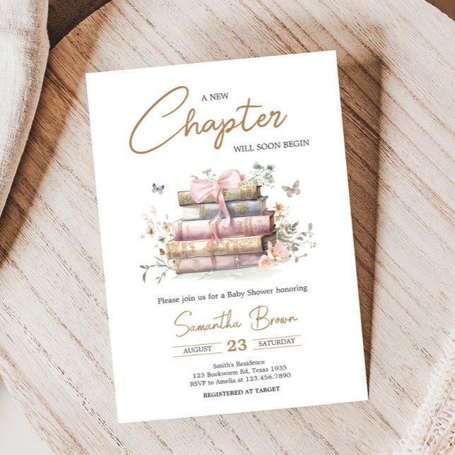 Nytt kapitel börjar Storybook Baby Shower Inbjudningar (Whimsical New Chapter Begins Storybook Baby Shower Invitation)
