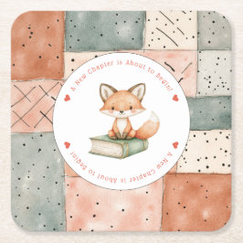 Nytt kapitel börjar Storybook Baby Shower Underlägg Papper Kvadrat