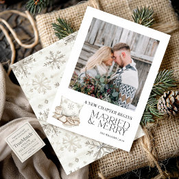 Nytt kapitel, Gift Merry Neutralt Snowflake Photo Julkort