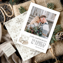 Nytt kapitel, Gift Merry Neutralt Snowflake Photo Julkort