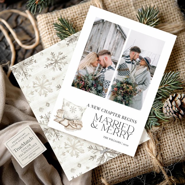 Nytt kapitel Gift Merry Winter Snowflake 2 Photo Julkort (Skapare uppladdad)