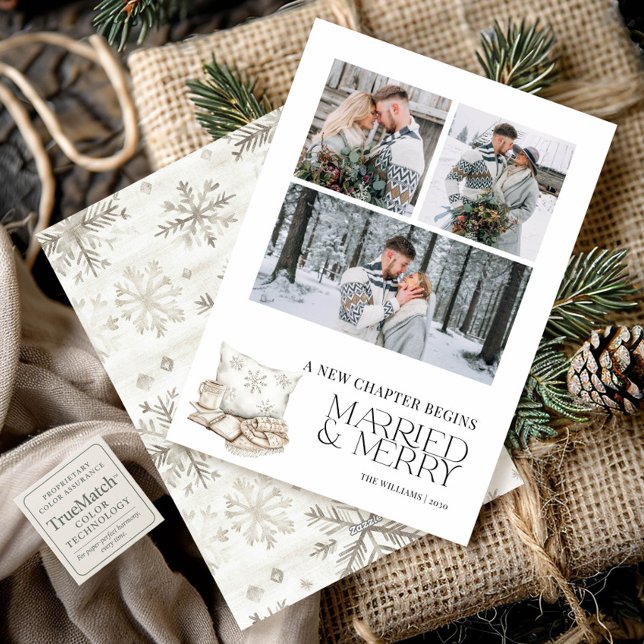 Nytt kapitel Gift Merry Winter Snowflake 3 Photo Julkort (Skapare uppladdad)