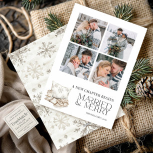 Nytt kapitel Gift Merry Winter Snowflake 4 Foto Julkort