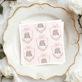 Nytt kapitel rosa band Bow Coquette babydusch Pappersservett