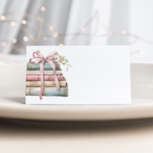 Nytt kapitel-Rosa Bow Bokar Baby Shower-platskort Kort