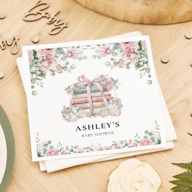 Nytt kapitel-Rosa-fack Blommigt, babykläder Pappersservett (Skapare uppladdad)